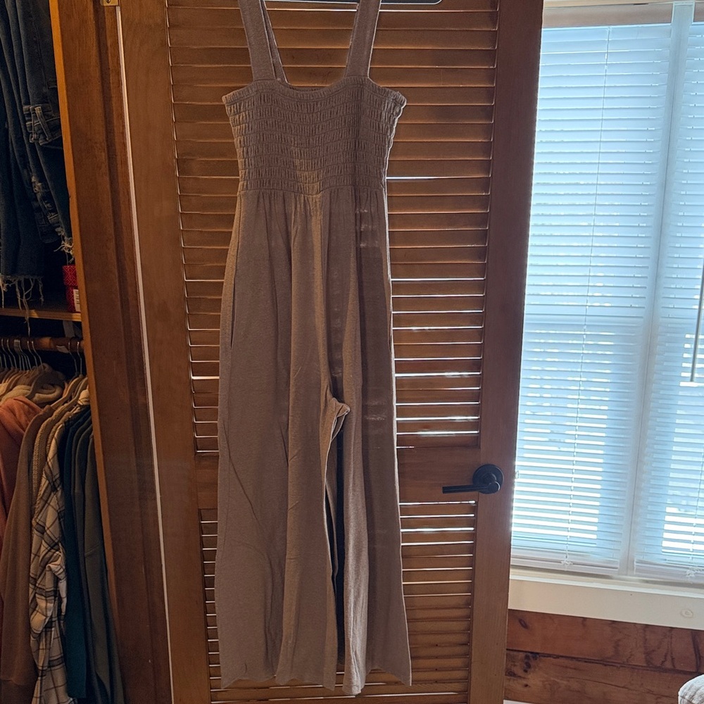 Free People Beige Sleeveless Jumpsuit